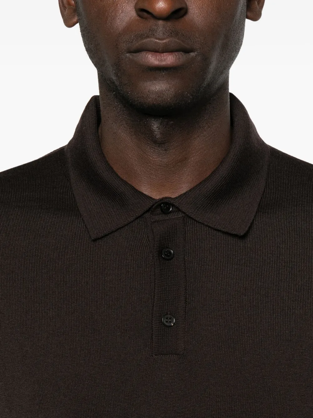 Roberto Collina Poloshirt met lange mouwen Bruin