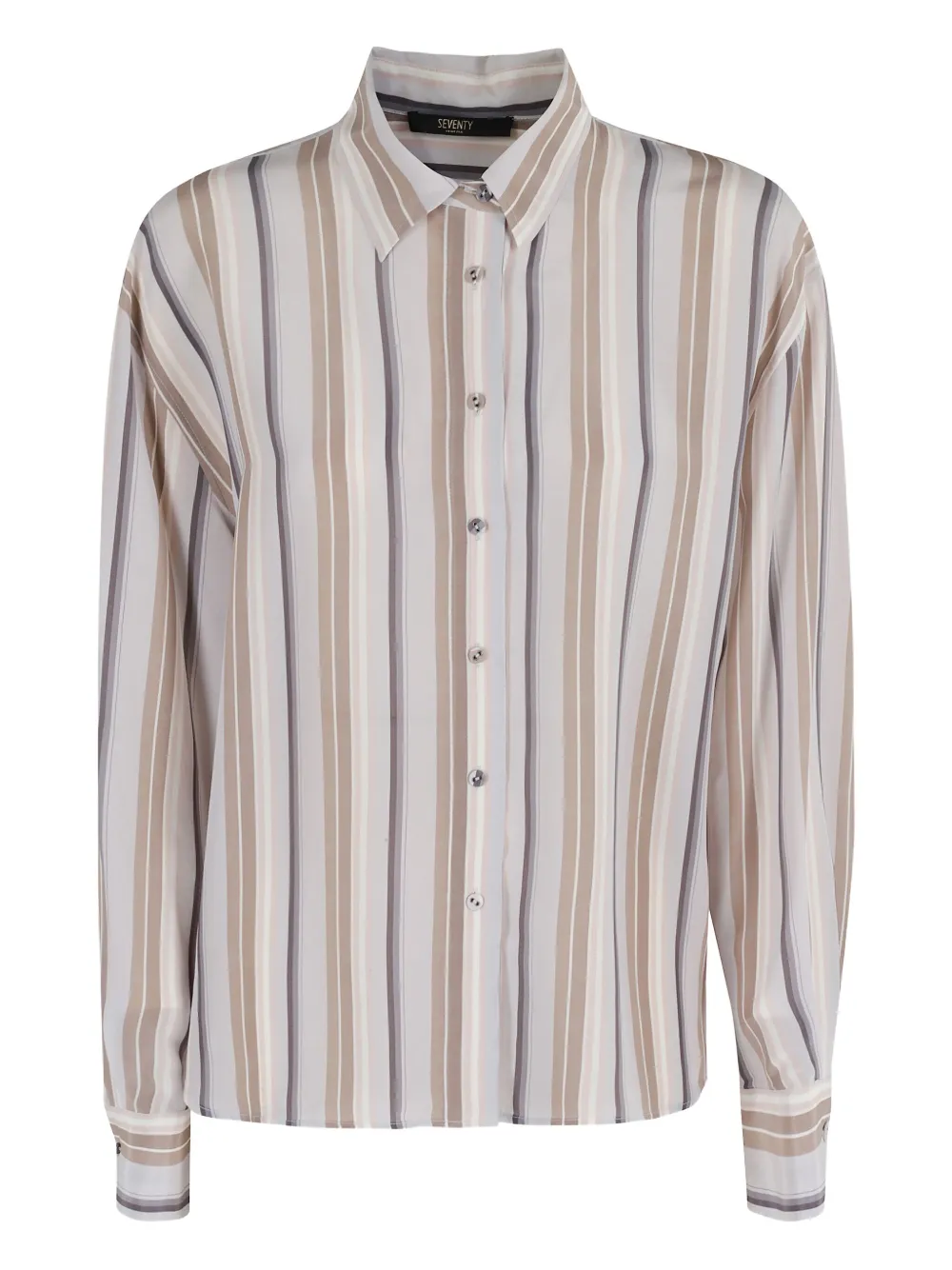 Seventy striped button-fastening shirt Beige