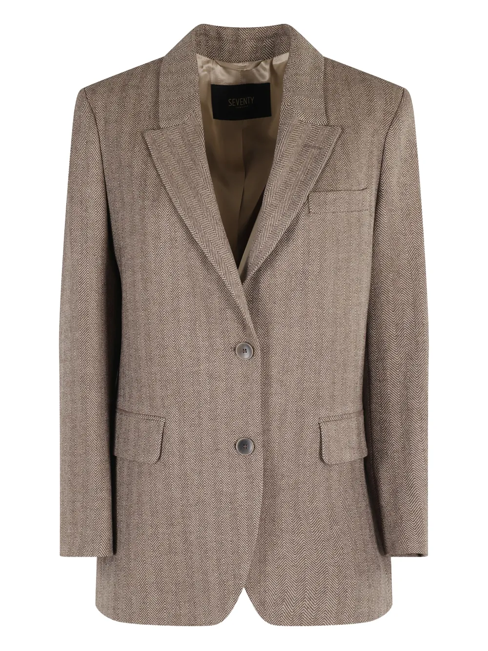 Seventy herringbone single-breasted blazer Beige