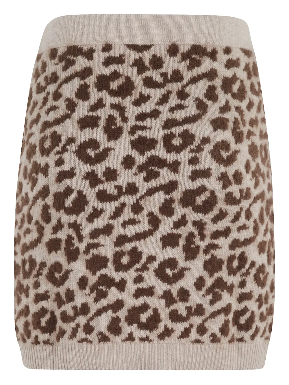 leopard-print knitted mini skirt
