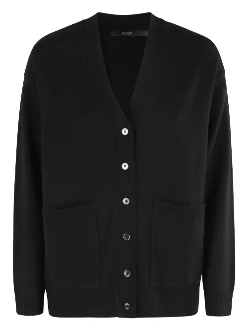 Cardigan boutonné à poche plaquée - Seventy - Modalova