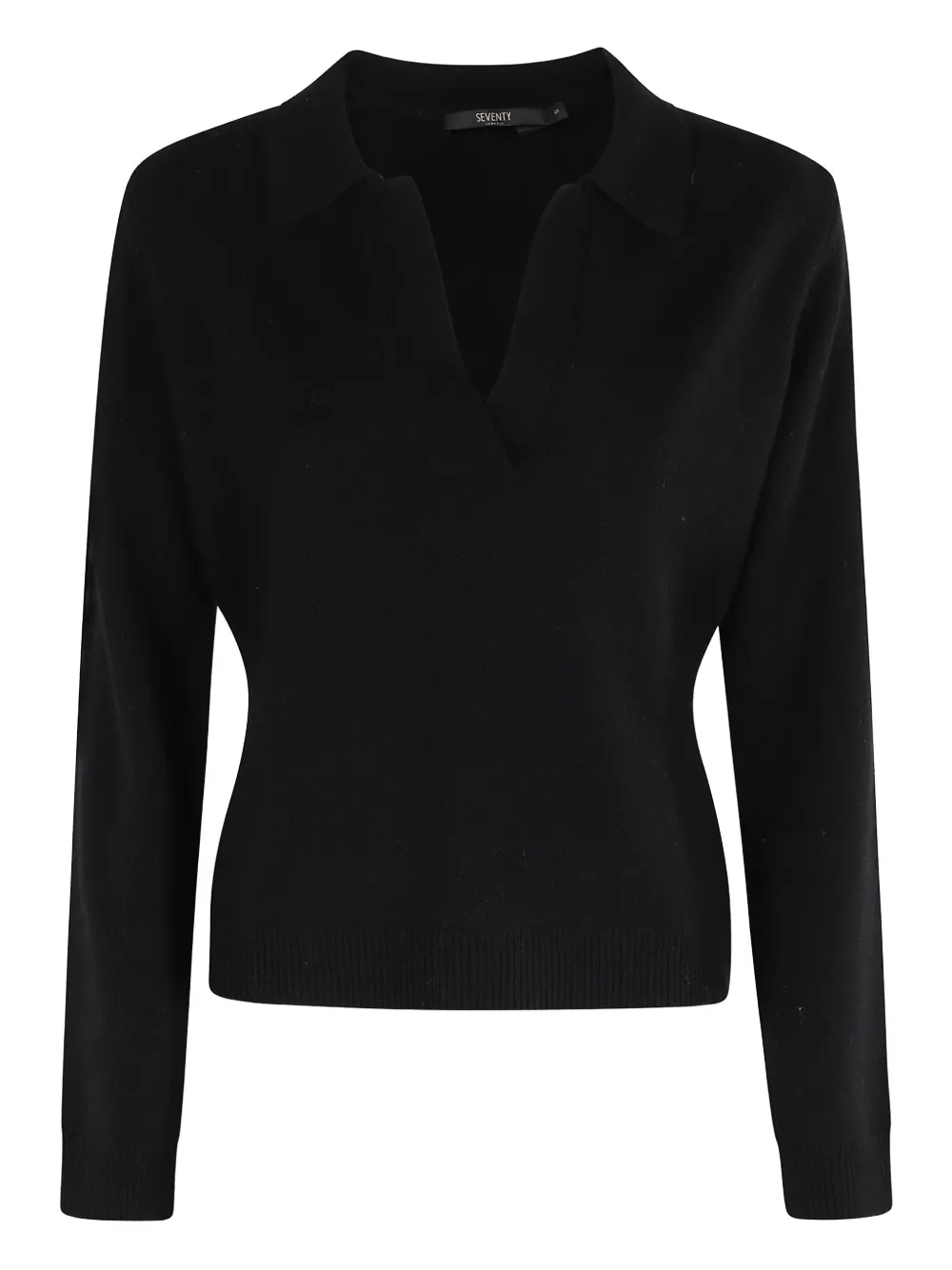 polo-neck knit top