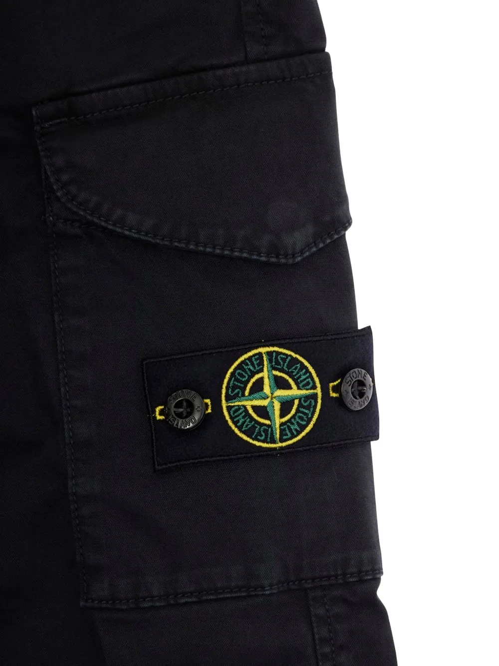 Stone Island Junior cargo-pocket cotton trousers Zwart
