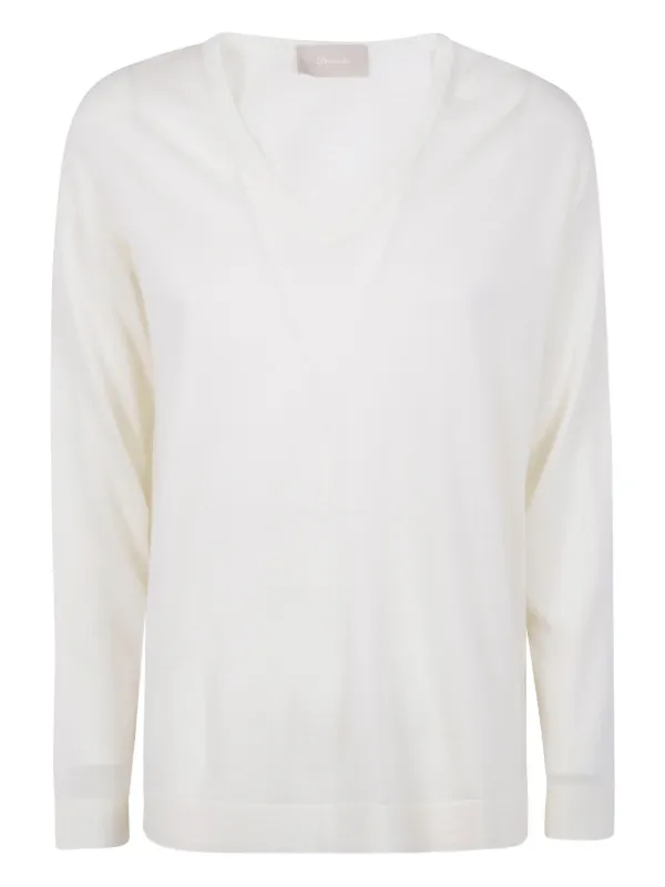 Drumohr V-neck Ribbed Sweater in Neutrals