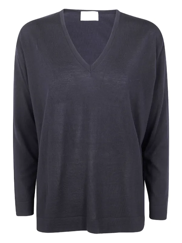 Drumohr V-neck Wool Sweater in Blue