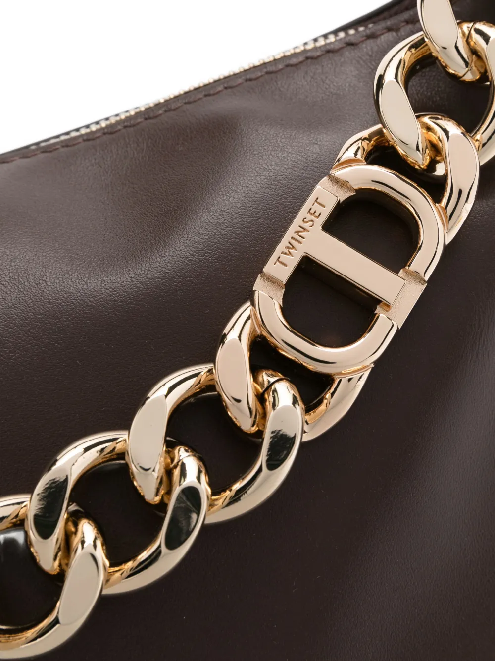 TWINSET medium Liliane chain-embellished shoulder bag Bruin