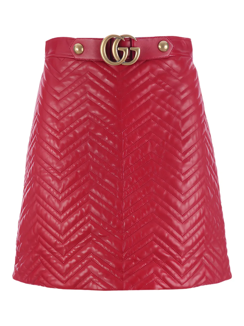 Gucci quilted GG-detail leather mini skirt Rood