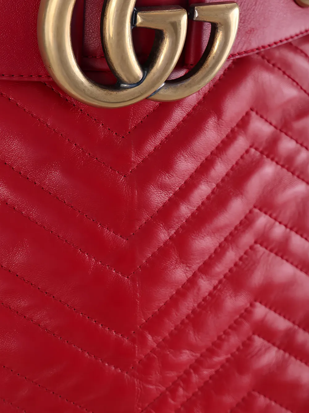 Gucci quilted GG-detail leather mini skirt Rood
