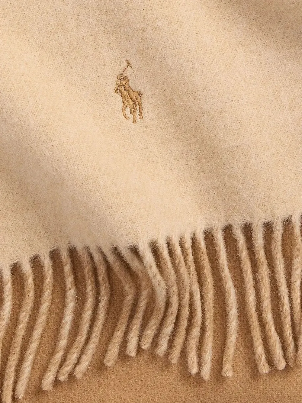 Polo Ralph Lauren Fringed Wool Scarf In Neutral