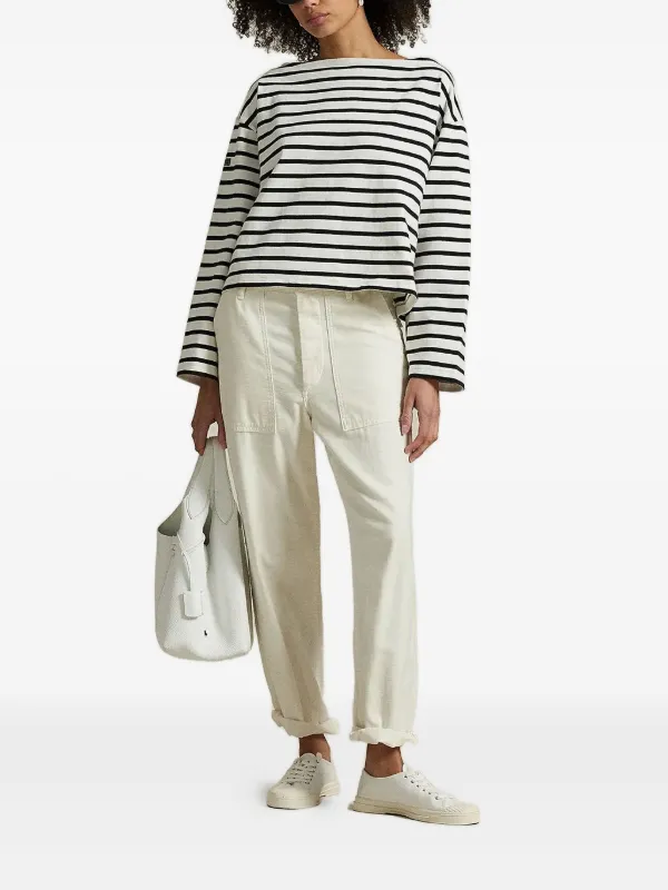 Polo Ralph Lauren Breton-stripe boat-neck Top White FARFETCH SG