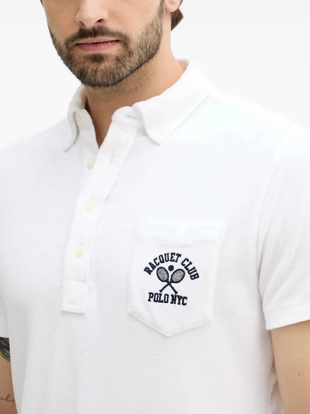 Polo Ralph Lauren Embroidered-pocket Polo Shirt In White