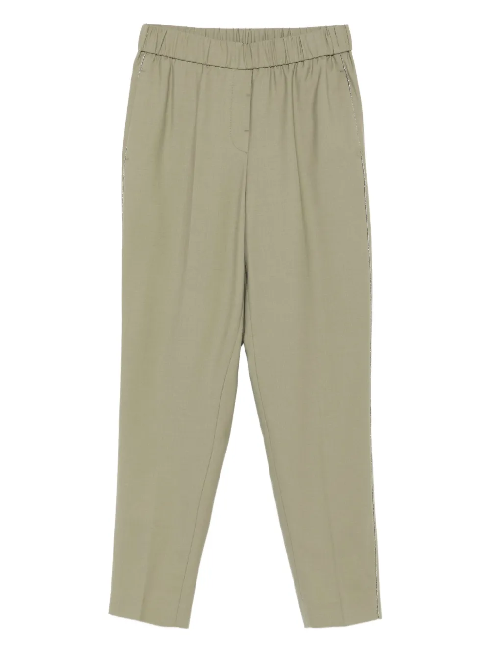 elastic-waist embellished trousers