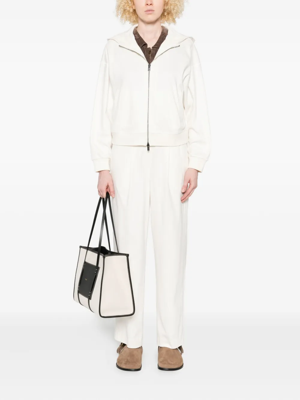Peserico Hoodie met rits - Beige