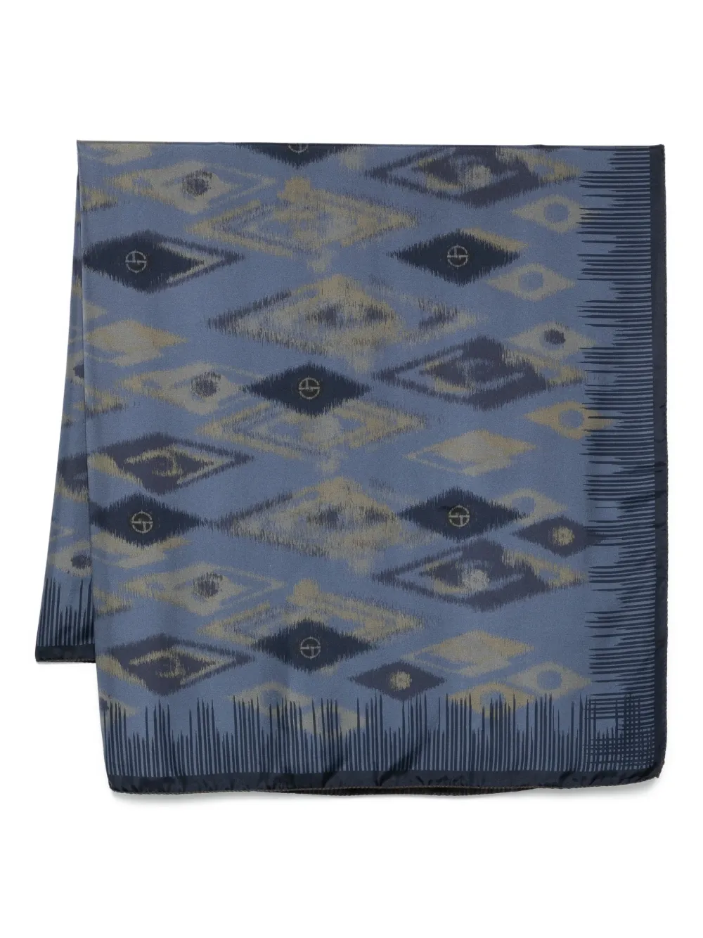 Giorgio Armani Zijden sjaal met ikat-patroon Blauw