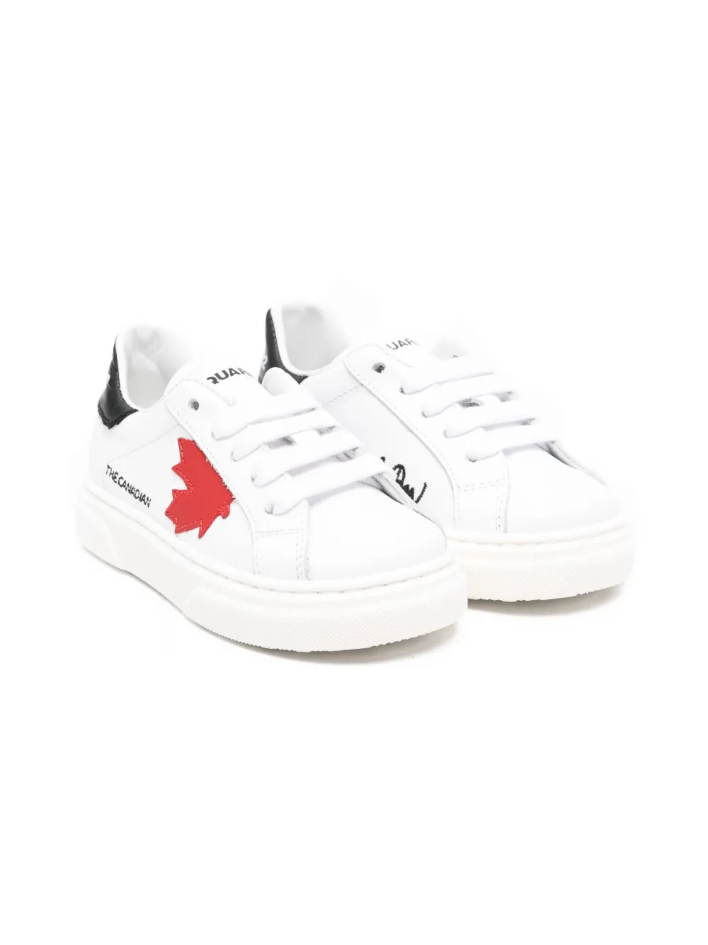 DSQUARED2 KIDS maple-leaf leather sneakers White