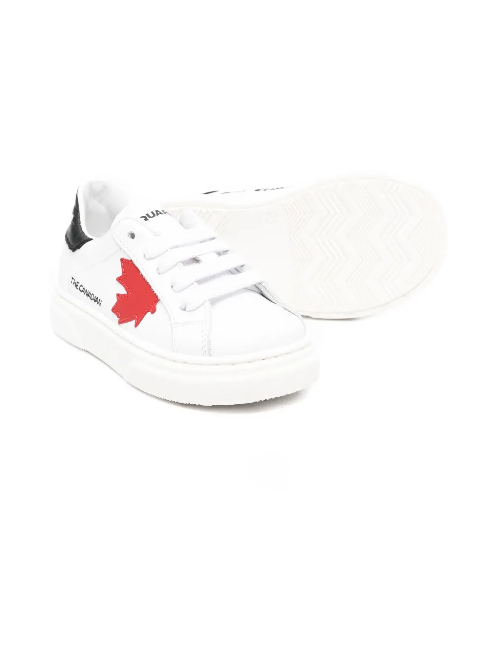 DSQUARED2 KIDS maple-leaf leather sneakers White
