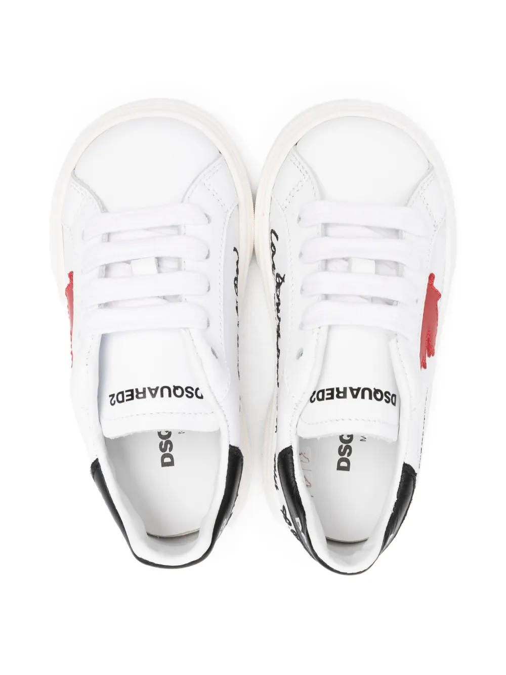 DSQUARED2 KIDS maple-leaf leather sneakers White