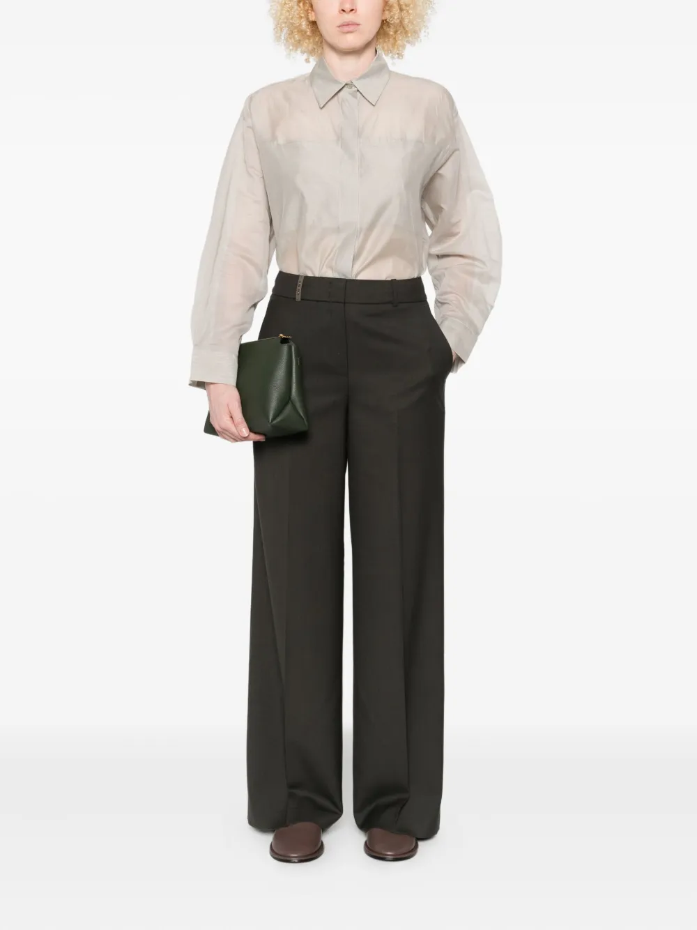Peserico High waist broek - Grijs