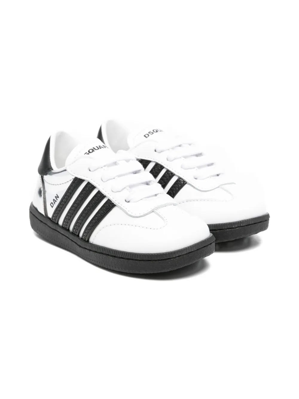 DSQUARED2 KIDS leather stripe sneakers White