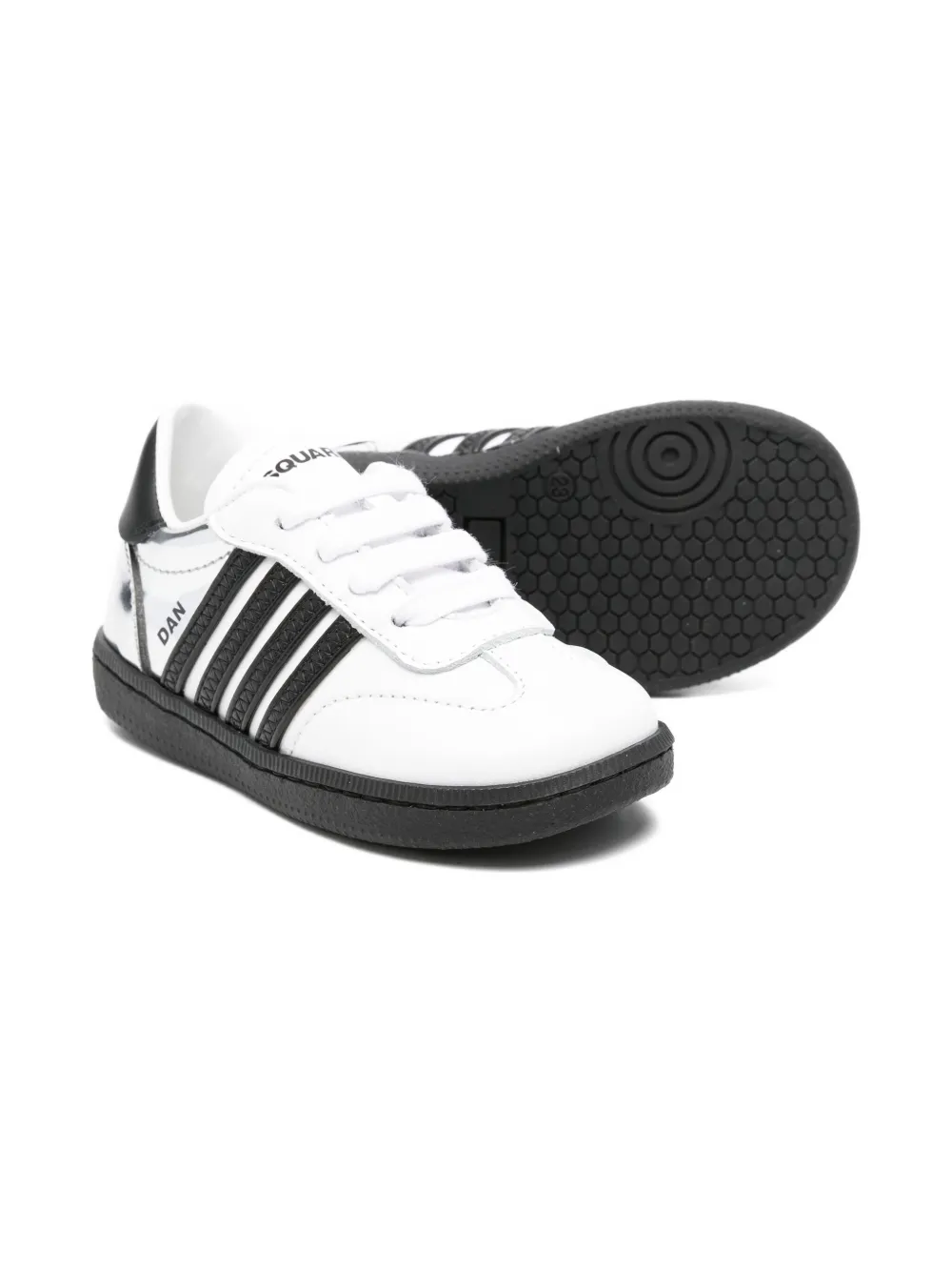 DSQUARED2 KIDS leather stripe sneakers White