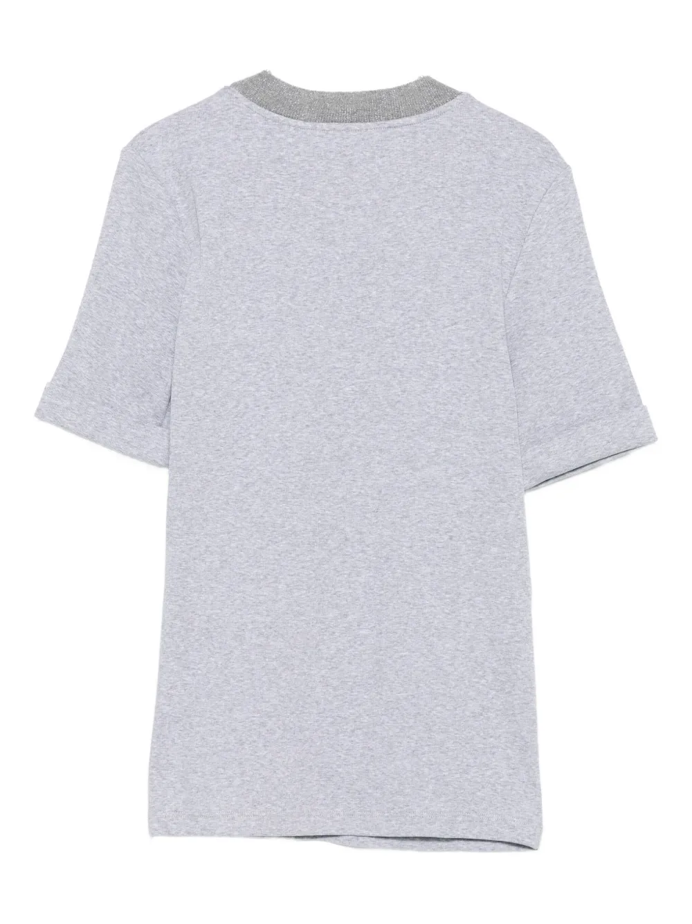 Peserico Embellished-neck T-shirt In Gray