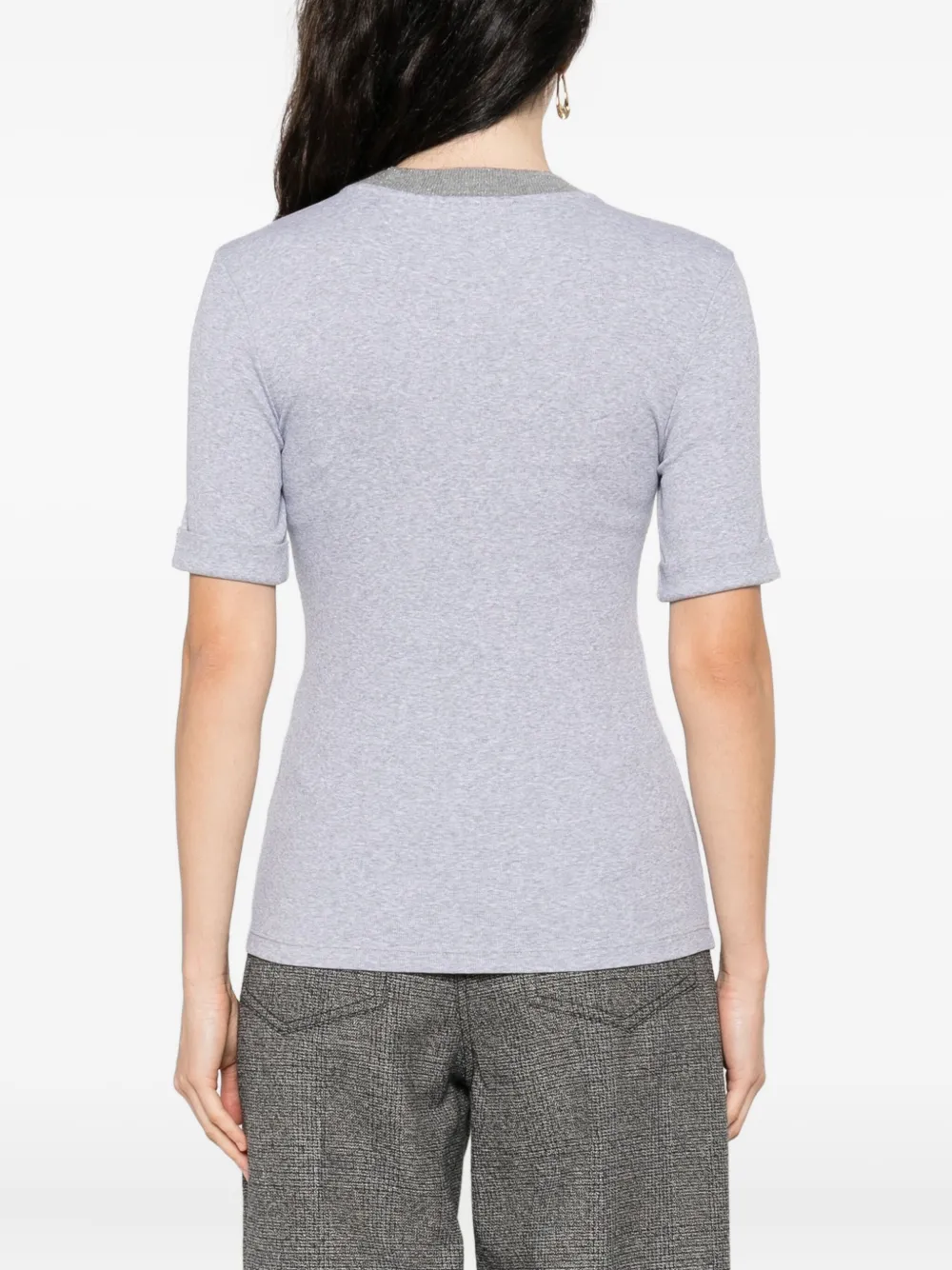 Peserico T-shirt met verfraaide hals Grijs