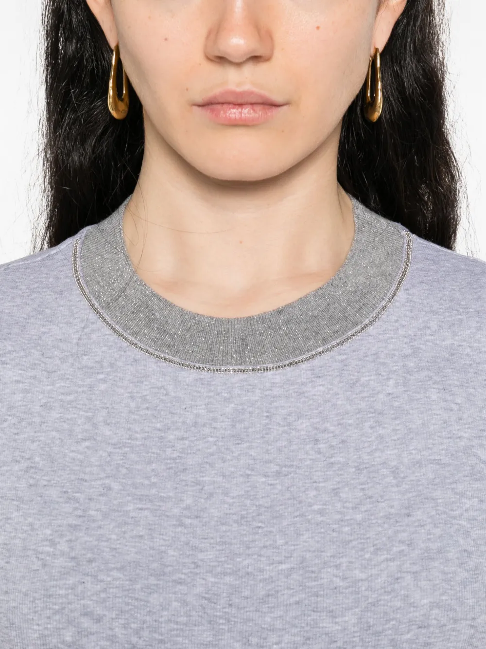 Peserico T-shirt met verfraaide hals Grijs