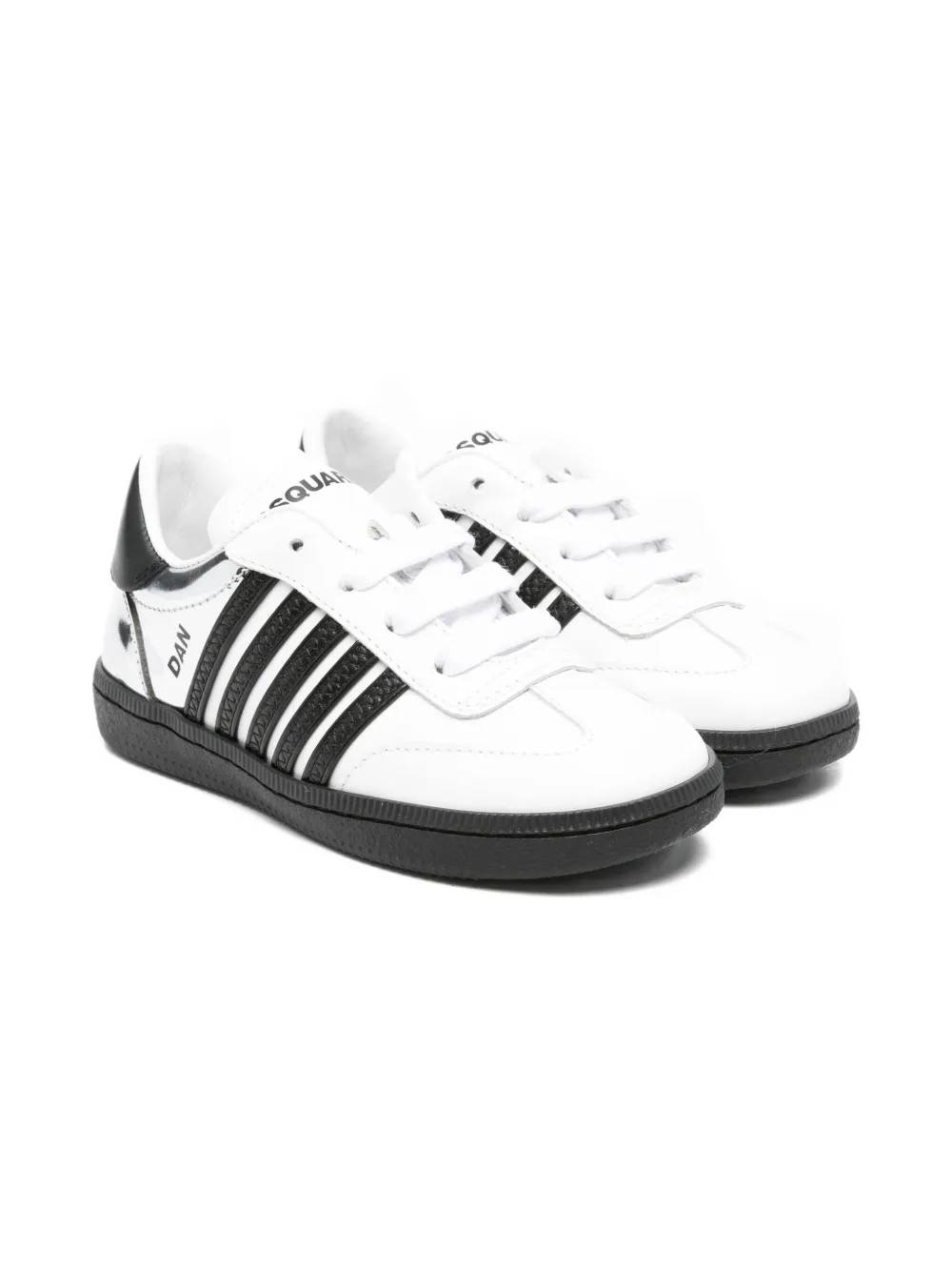 DSQUARED2 KIDS leather striped sneakers White