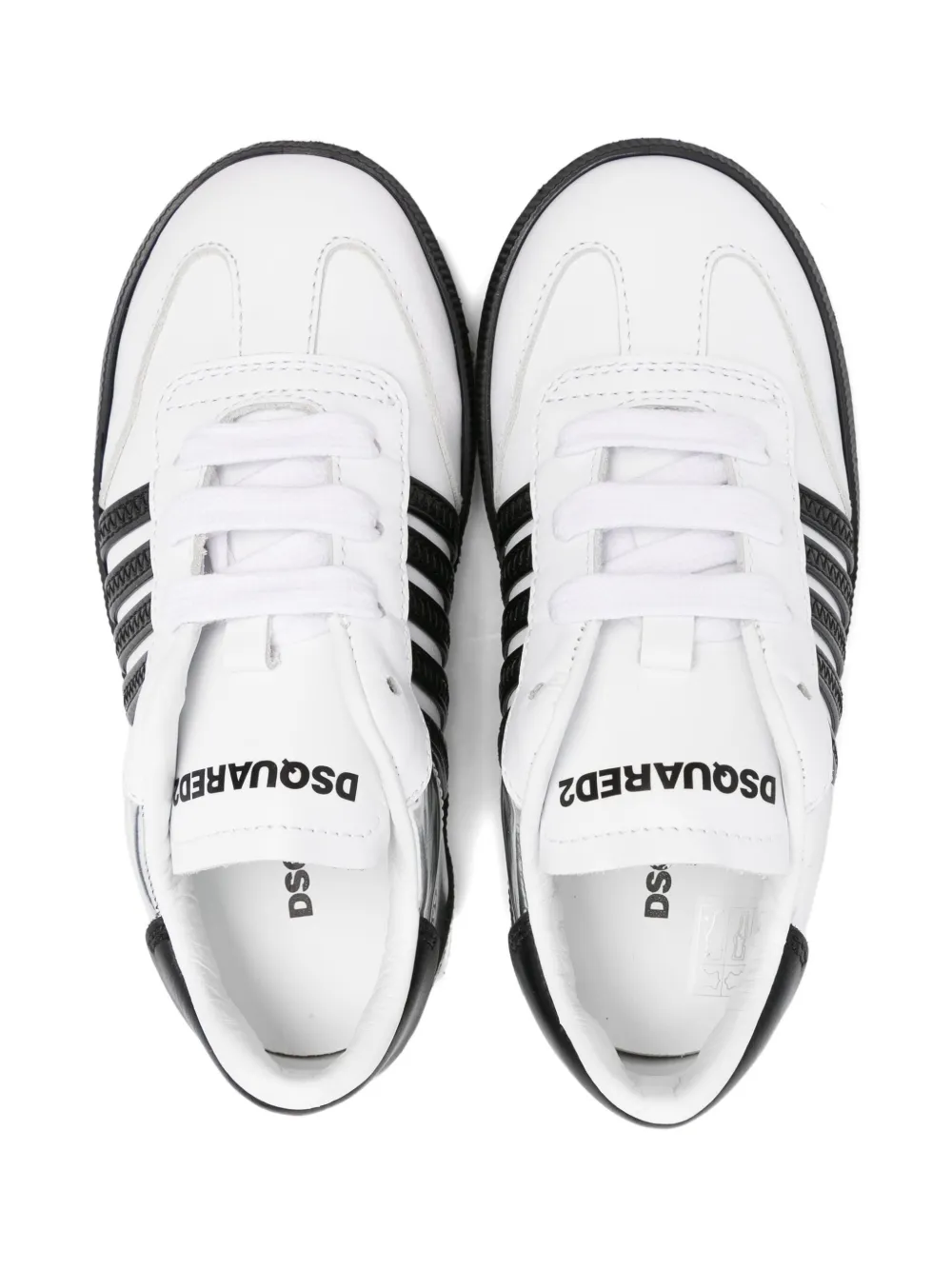 DSQUARED2 KIDS leather striped sneakers White