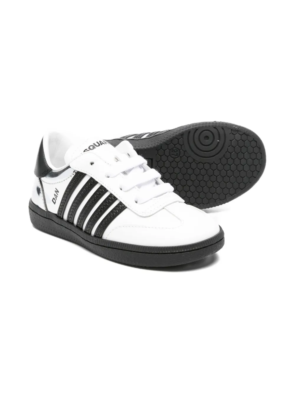 DSQUARED2 KIDS leather striped sneakers White