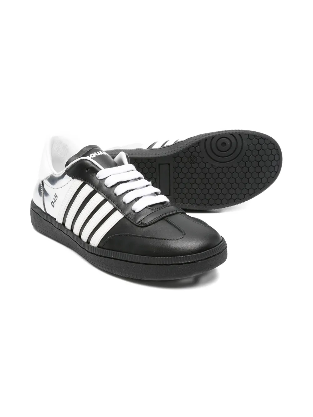 DSQUARED2 KIDS leather striped sneakers Grey