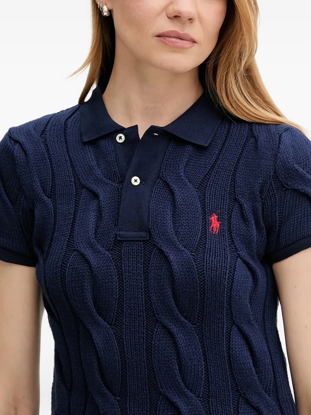 Polo Ralph Lauren Cable-knit Polo Shirt In Blue