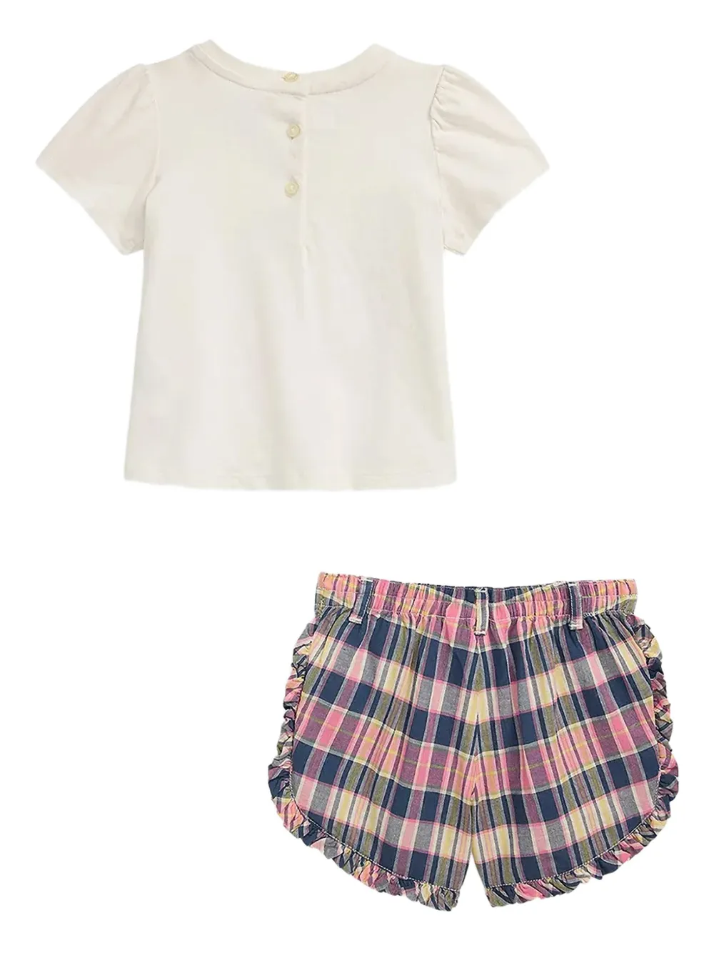 POLO RALPH LAUREN KIDS T-shirt en shorts set met ruches Wit