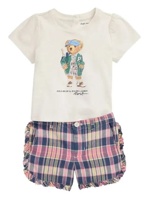 POLO RALPH LAUREN KIDS Polo Bear ruffled T-shirt and shorts set