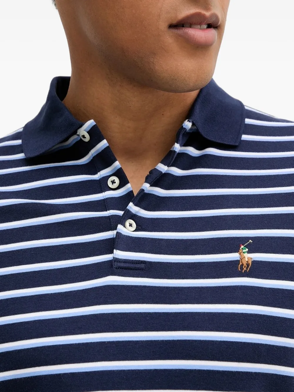 Polo Ralph Lauren striped logo-embroidery polo shirt Blauw