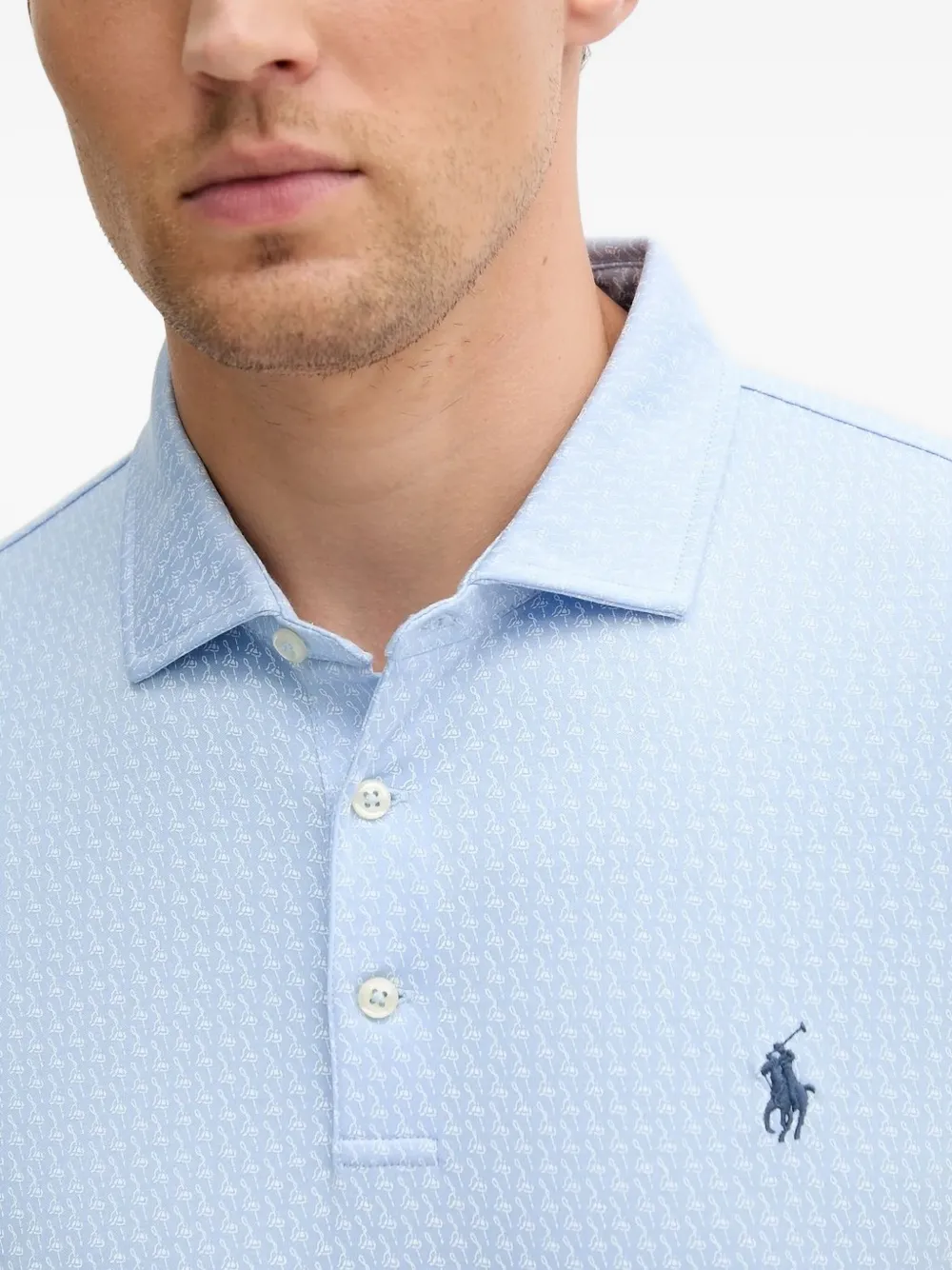Polo Ralph Lauren logo-embroidery patterned polo shirt Blauw