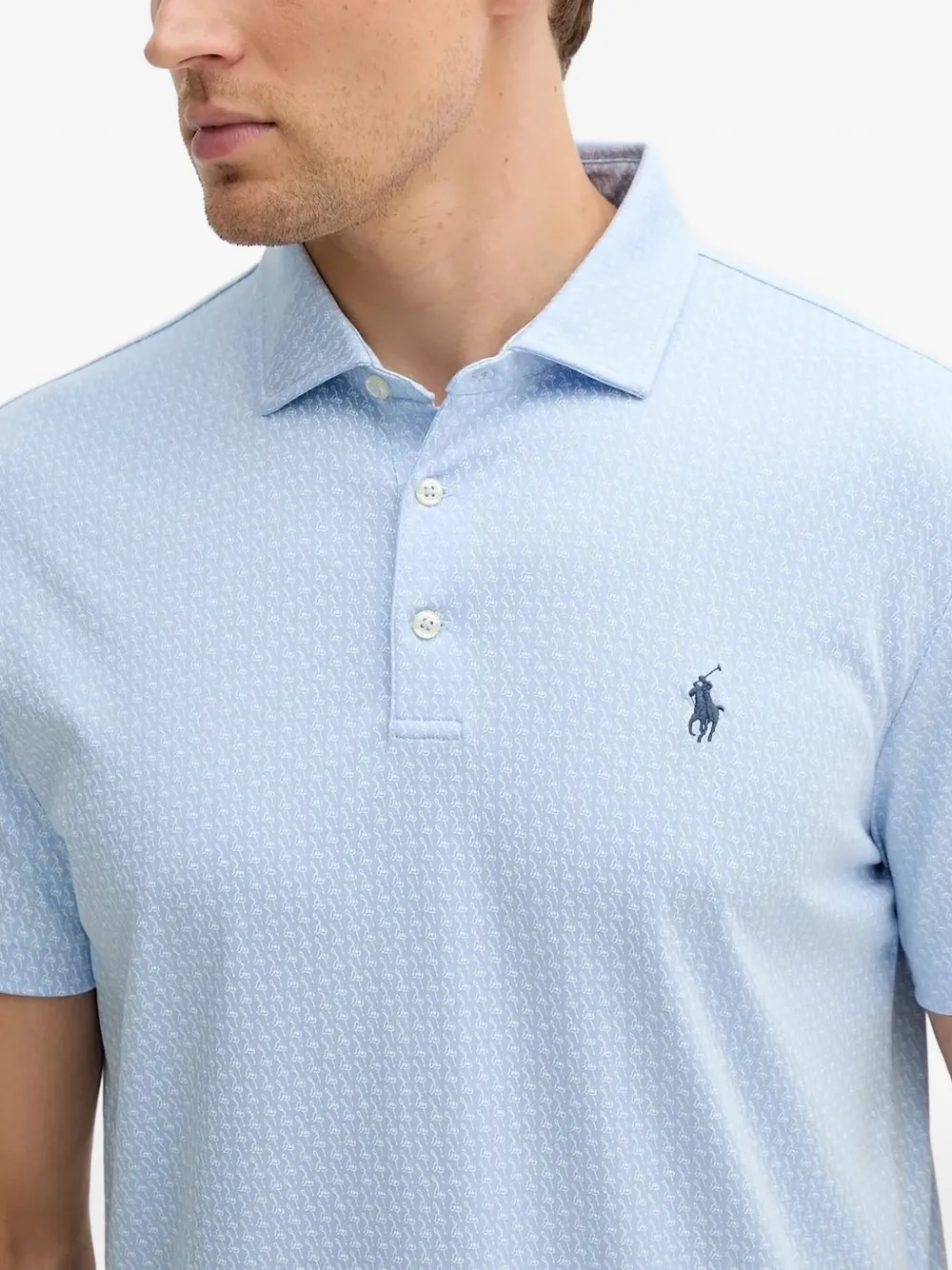 Polo Ralph Lauren logo-embroidery patterned polo shirt Blauw