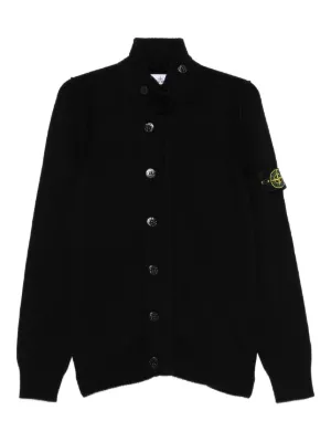 Stone Island textured-weave zip-up Cardigan | Blue | FARFETCH