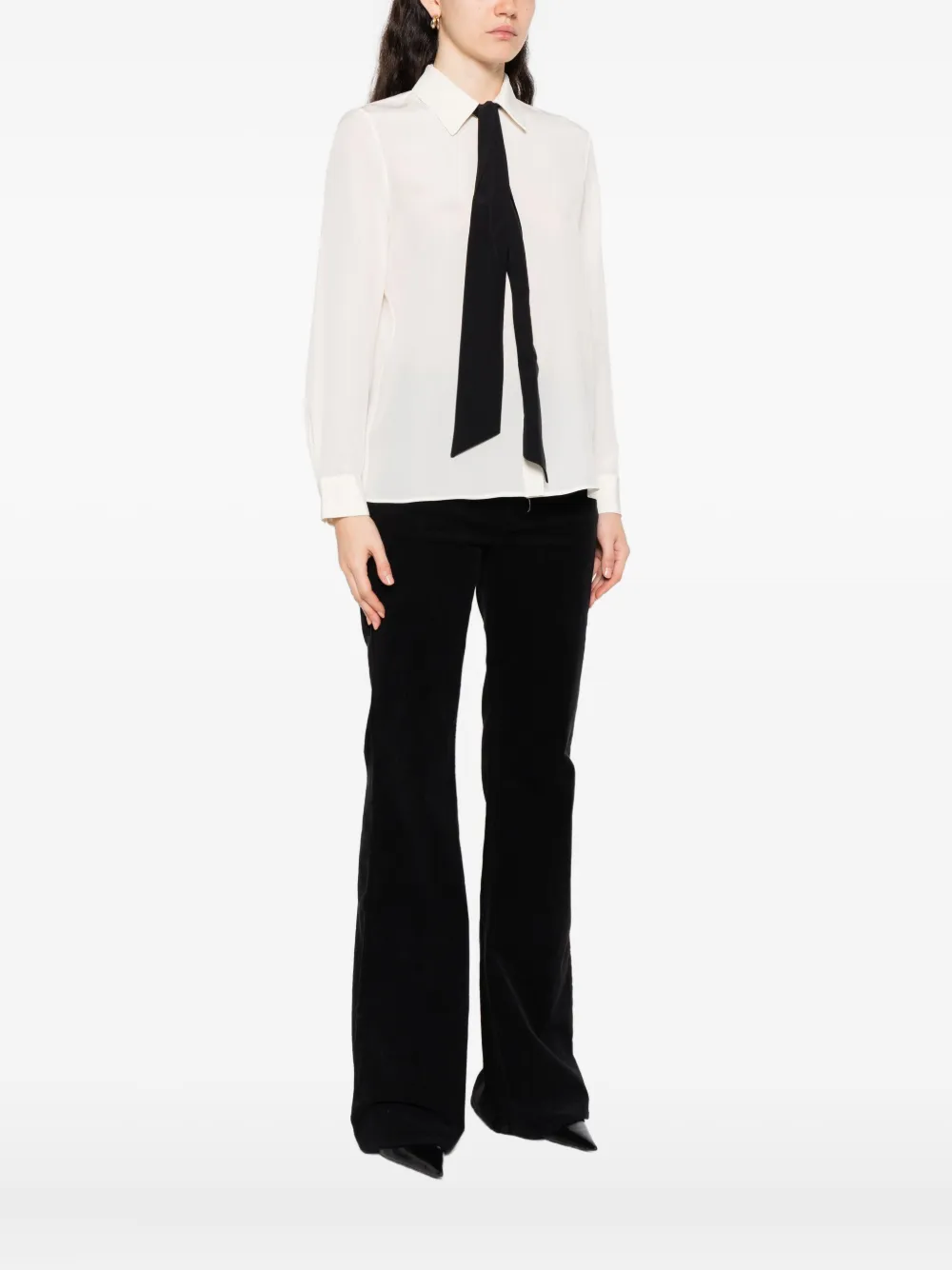 Nili Lotan Hanford Scarf-detail Silk Shirt In White