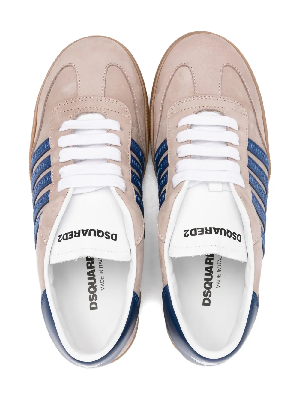 DSQUARED2 KIDS leather striped sneakers Neutrals