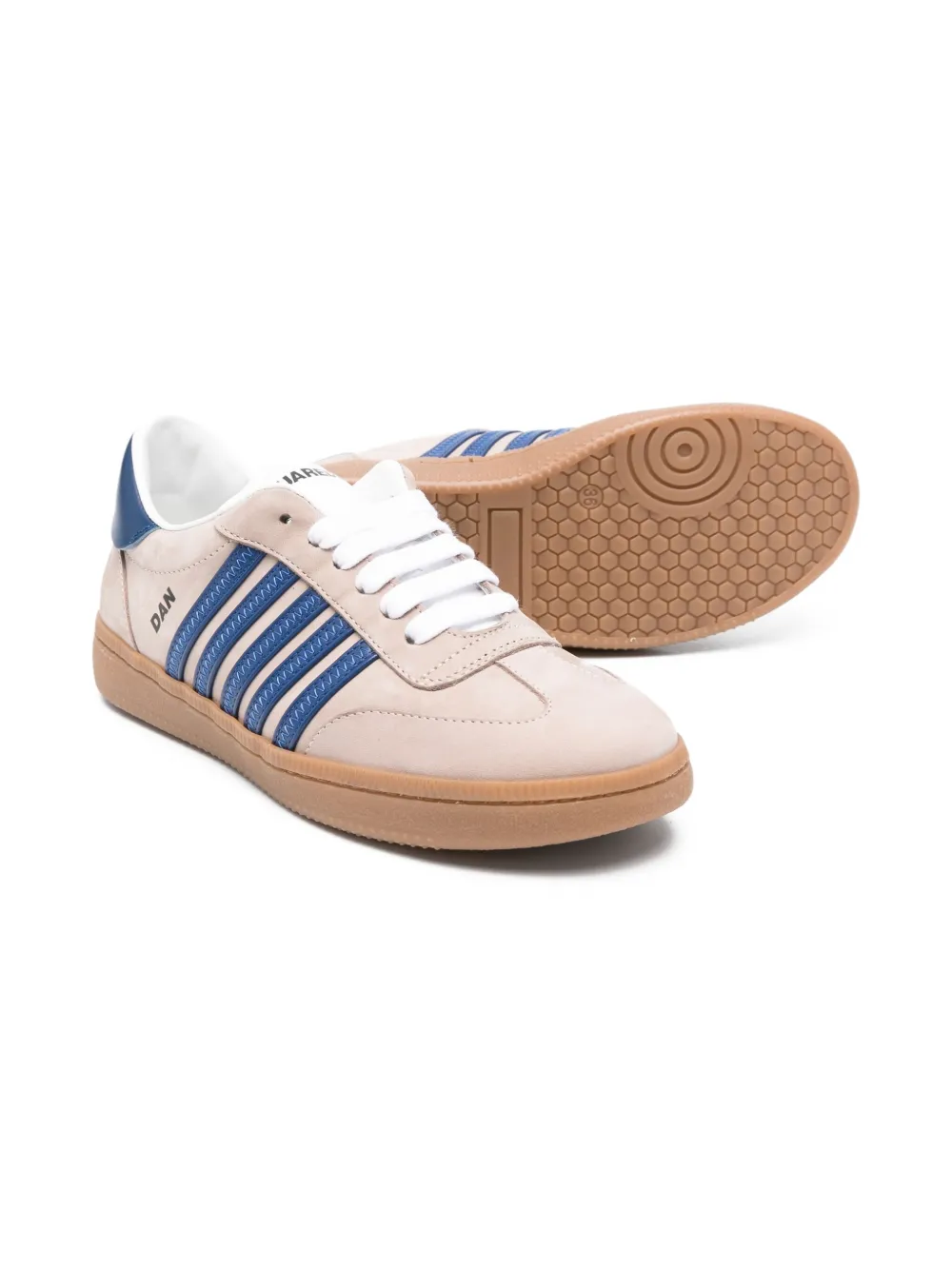 DSQUARED2 KIDS leather striped sneakers Neutrals