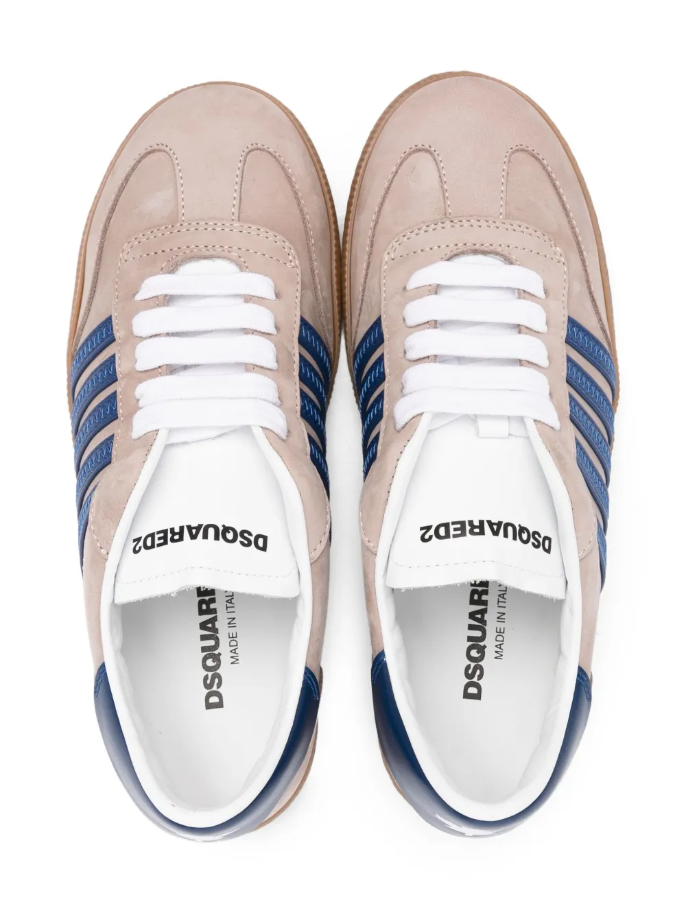 DSQUARED2 KIDS leather striped sneakers Neutrals