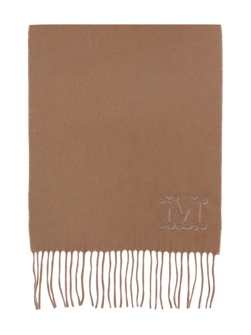Max Mara Monogram-embroidered Cashmere Scarf In Brown