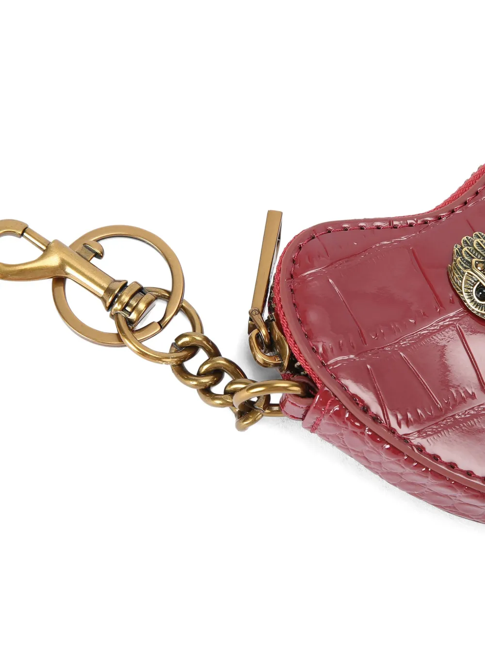 Kurt Geiger London Kensington hartvormige sleutelhanger met krokodillen-reliëf Rood