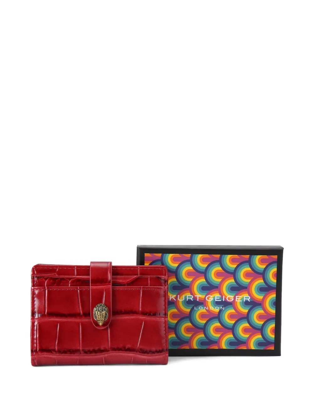 Kurt Geiger London Kensington croc-embossed eagle-head wallet Rood