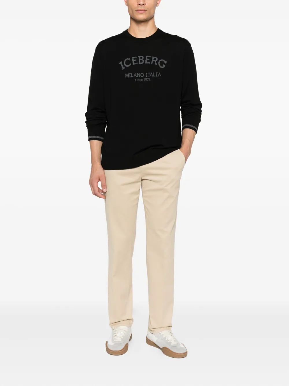 Iceberg Trui met geborduurd logo Zwart