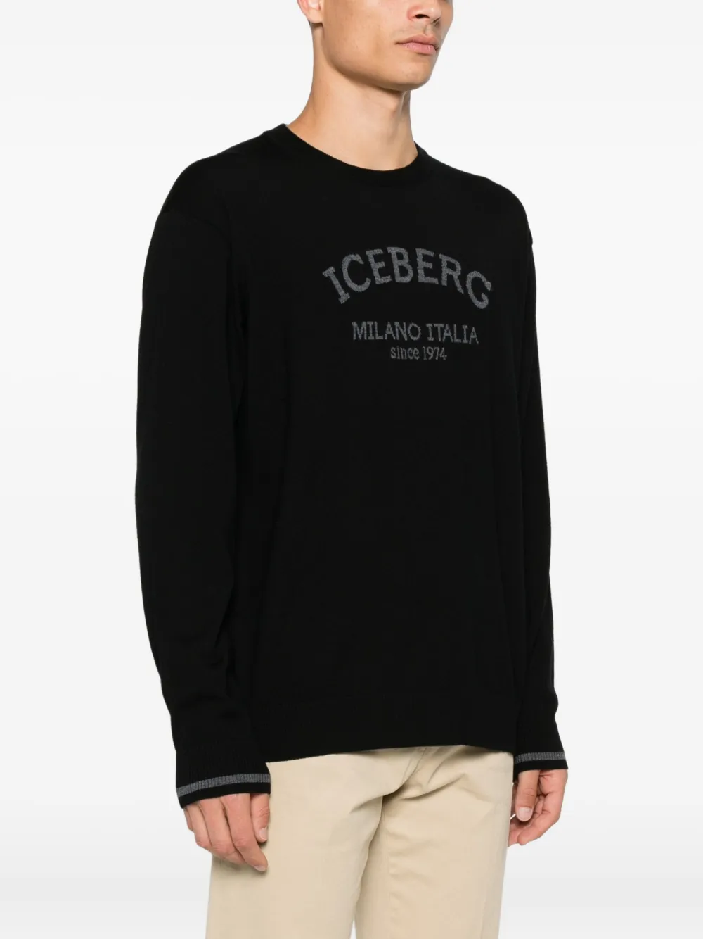 Iceberg Trui met geborduurd logo Zwart