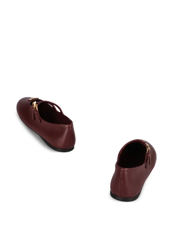 Prada double-buckle Leather Ballet Flats | Red | FARFETCH PT