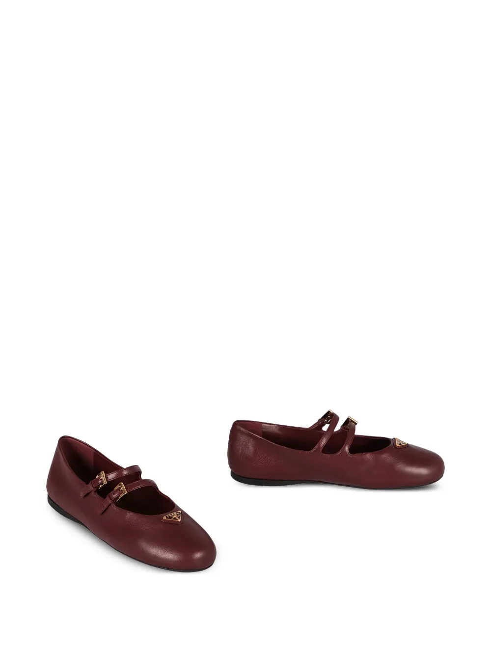 Prada Leren ballerina's met dubbele gesp - Rood