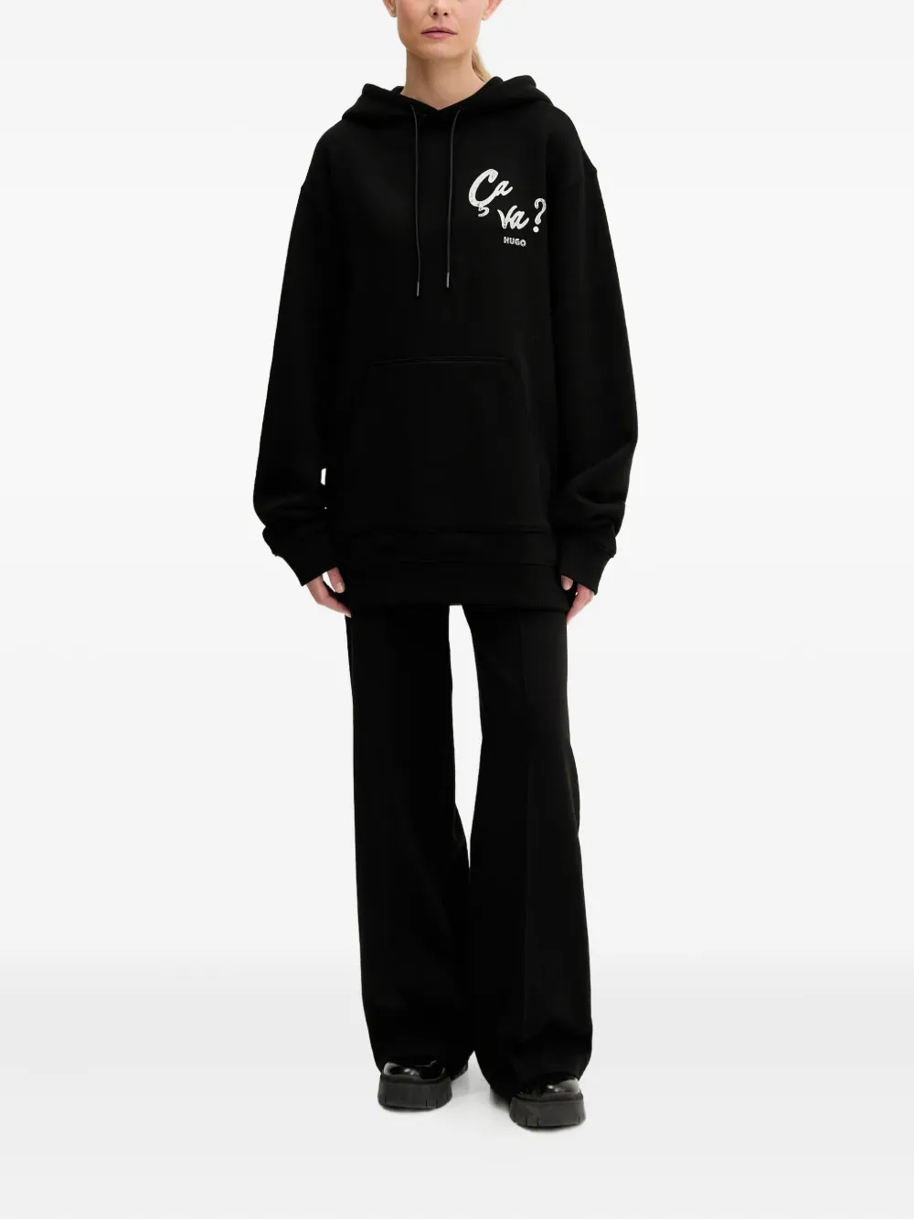 HUGO graphic-print hoodie - Zwart